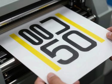 Macro detail of a freshly printed sheet being inspected for color accuracy, human hands, industrial lighting, 35mm.