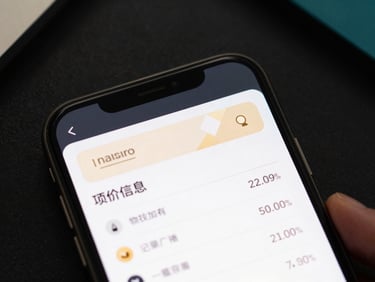 Sleek close-up of a mobile screen displaying a clean real estate data dashboard, dark mode, subtle gold highlights, sharp focus