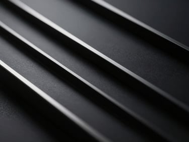 Macro close-up of sleek dark metallic hardware textures, minimalist abstract geometry, high-contrast low-key lighting.