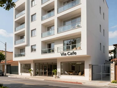 Exterior view of modern residential building in Varginha near Via Cafe Shopping, clean streets, bright daylight