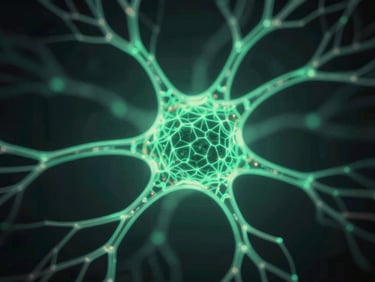 Macro shot of a glowing neural network, abstract and complex, deep obsidian and emerald tones, sharp focus, cinematic architectural photography, 35mm anamorphic lens.