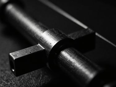 Macro shot of mechanical hardware, metallic reflections on dark steel, high-contrast chiaroscuro lighting, 35mm film