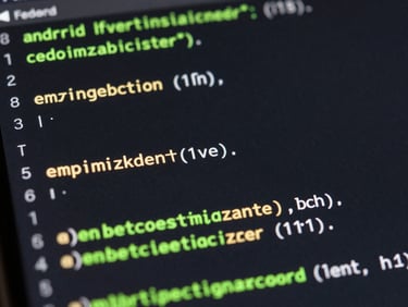 Close-up macro shot of clean Android system architecture code on a dark screen, subtle green backlighting, sharp focus on performance optimization variables.