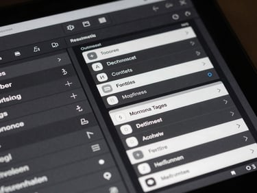Extreme close-up of a structured Gutenberg block editor UI showing automated content tagging controls, sharp studio lighting, distinct shadows.