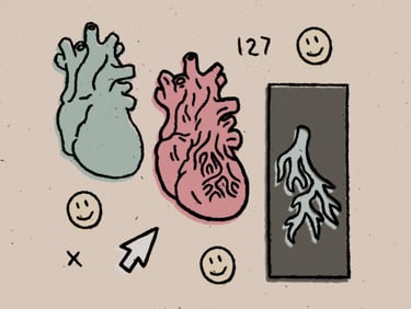 Rough halftoned digital art in comic style with pop art colors the human a heart code arrow and a smiley face