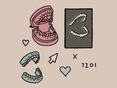 Rough halftoned digital art in comic style with pop art colors teeth code and a computer mouse and hearts