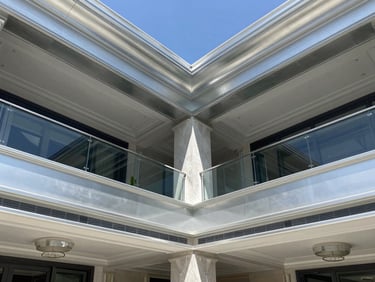 Architectural interior photography of a luxury villa in Palm Jumeirah, high ceilings, flawless gypsum work, crisp natural light