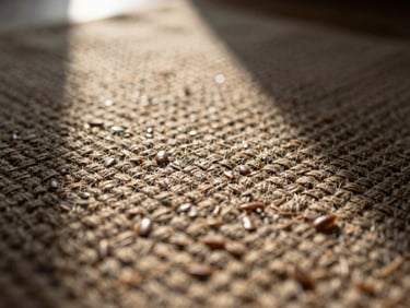 Extreme close-up macro shot of raw unbleached flax linen weave, deep shadows in the slub texture, warm low-angle afternoon window light, shallow depth of field, 35mm