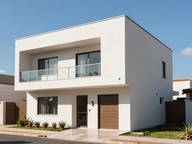 Bright exterior shot of a modern residential property in Altônia under natural sunlight, clear blue sky, clean framing
