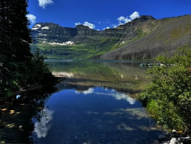 Cameron Lake from the bridge.