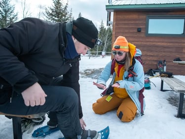 Describing how snowshoes work.