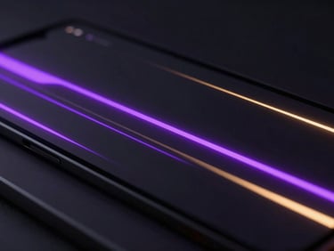 Sleek dark-mode digital render of a fast loading web interface, neon purple speed lines, high-contrast obsidian tones, macro focus
