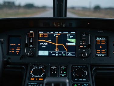 PAAX routing interface on a mobile device, showing dynamic route adjustments with cockpit orange highlights, in a field environment.