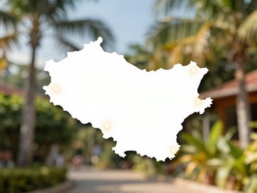 A stylized clean map silhouette of Nicaragua with warm glowing pinpoints on major cities, clean modern graphic design, high contrast, warm lighting, 35mm style