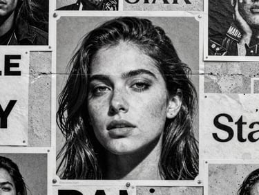 Stark close-up of wild postings layered on a textured concrete wall, high-contrast monochrome, street-level daylight.