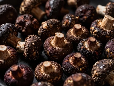 Gros plan sur des truffes noires du Périgord fraîchement récoltées, légèrement terreuses, éclairage latéral dramatique, tons sombres et riches.