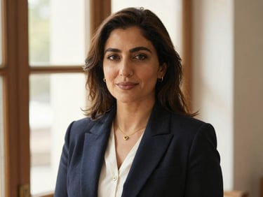 Professional portrait of Sara Shahsavand, warm natural light, soft focus, representing an education consultant.