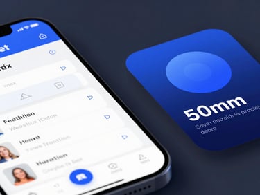 Close-up of a mobile checkout page wireframe with design annotations, next to a social media ad creative mockup, cool high-contrast studio lighting, electric blue accents, sleek editorial technology.