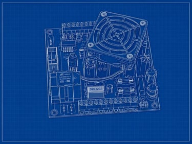 Blueprint di una scheda elettronica per sistemi medicali a onde d’urto professionali