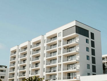 Manly beach waterfront apartments, bright natural daylight, clean architectural photography