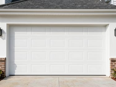 A newly installed carriage-style garage door on a Glastonbury home, crisp daylight