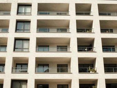 Modern apartment building facade in Bogota under bright daylight