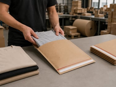 Self-seal and returnable kraft paper mailers for apparel e-commerce shipping