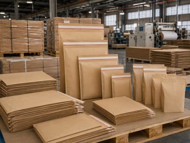Bulk paper mailer supply with assorted sizes for packaging distributors