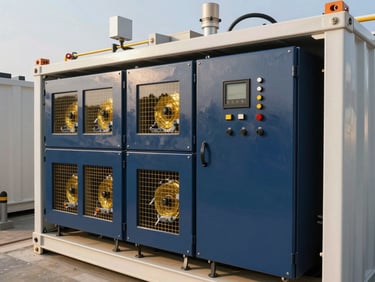 Close-up of advanced control panels and thermal management systems inside an industrial BESS container, sharp technical detail, 35mm