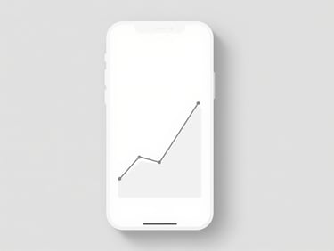 Macro crop of a minimalist financial mobile interface showing clean typography and crisp vector charts, bright neutral studio light, sharp focus