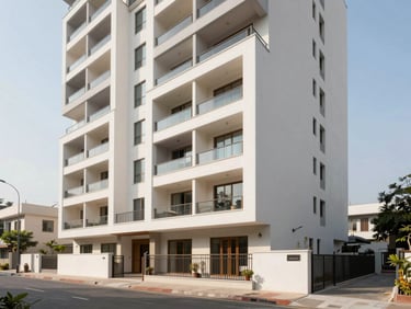 Modern residential building exterior by Shraddha Developers in Vikhroli East, clean architectural lines, realistic street view, daytime