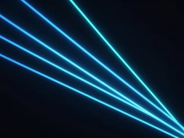 Abstract glowing neon blue and cyan light lines on a dark background, high-contrast