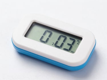 Macro shot of a small, bright OLED display showing simple, large text like 'TAKE PILL', mounted on a clean white prototype with rounded edges, bright studio lighting, soft diffused shadows, crisp medical blue accents, 50mm lens.