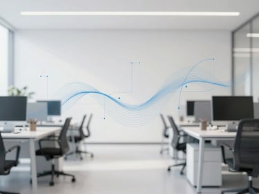 Abstract data visualization graphic, clean lines, subtle technical blue accents, conveying data integrity and precision