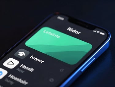 Sleek dark-mode product photography of a mobile screen displaying a clean file manager UI with mint green accents, macro depth of field