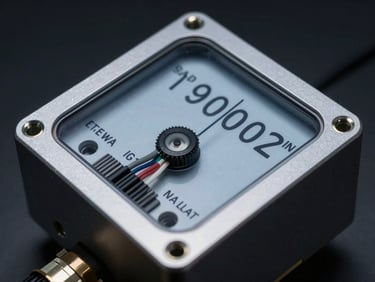 Orthographic view of a digital meter's terminal block, showing clear wiring labels and robust housing under cool studio light.