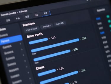 Close-up of a clean dark mode software dashboard displaying system optimization metrics, electric blue accents