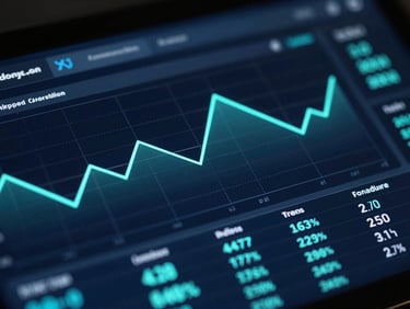 Macro close-up of a high-fidelity dark UI dashboard showing real-time system metrics, neon-cyan data lines, glassmorphic panels, cool blue ambient light