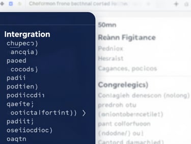 Close-up of clean code snippet demonstrating API integration next to structured wireframe, bright studio lighting