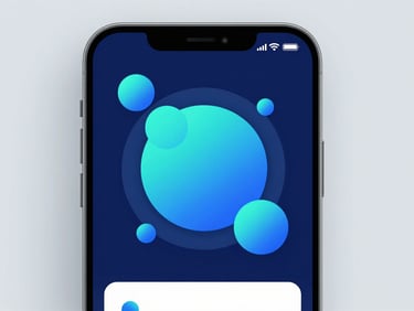 Close-up screenshot of a modern mobile app interface, clean layout, vibrant cyan highlights, soft studio lighting