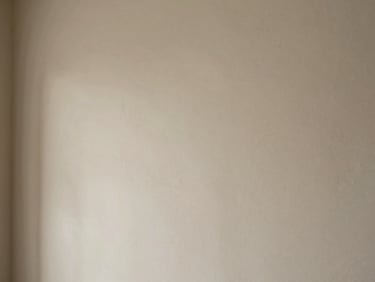 Detail shot of a perfectly finished wall surface, showing subtle texture and even color, soft natural light, architectural interior photography.
