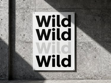 A crisp mockup of a bold monochrome wild-posting campaign on a raw concrete street wall in New York, dramatic afternoon shadows, high-contrast, cool-toned.