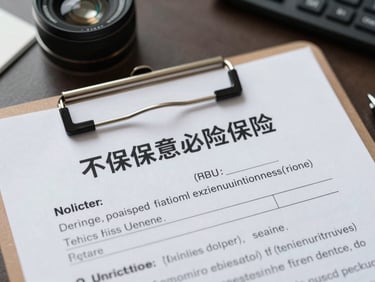 Close-up of a physical workers' compensation insurance policy document on a clipboard, sharp focus, professional office background.