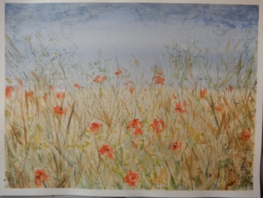 Champs, aquarelle sur papier 100% coton, 30x40 cm, Sébastien Schoch