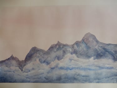 "Les Alpes, aquarelle sur papier 100% coton, 40x50 cm, Sébastien Schoch"