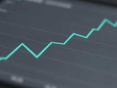 Abstract geometric representation of market depth, clean vector lines, desaturated slate and sharp electric-teal accent.