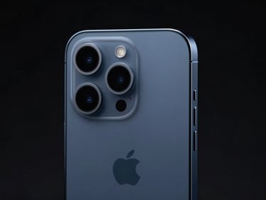 Macro shot of iPhone 13 midnight blue aluminum edge and dual camera, dramatic studio lighting, sharp focus