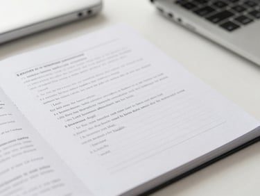 Close-up of academic writing templates with handwritten corrections on a clean desk, bright natural daylight, professional 35mm