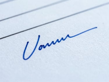 Extreme close-up of a crisp printed document with signature lines, high contrast studio lighting, sharp focus, cool tones.
