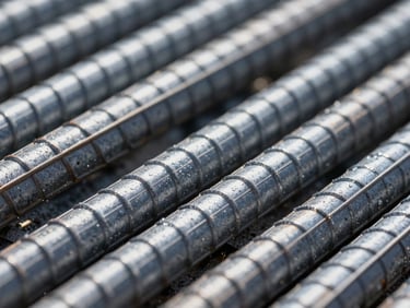 Macro photograph of GFRP rebar rib profile, highlighting precise helical wrapping, crisp laboratory lighting, high-contrast structural textures.